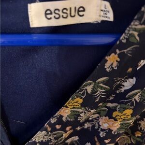 Essue Navy Floral Top with Yellow Accents